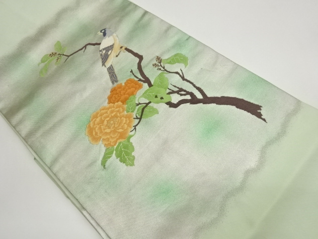 JAPANESE NAGOYA OBI / WOVEN PEONY